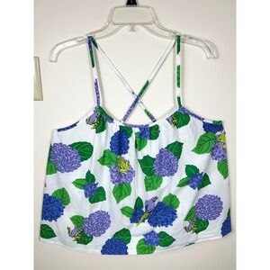 Anthropologie Printfresh Hydrangea Hideaway Cami Sz 2X Organic Cotton Pajama Top